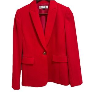 Tahari Asl Women's Red Single-Button Peak-Lapel Blazer Sz 4